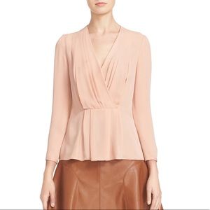 Rebecca Taylor pleated georgette faux wrap blouse